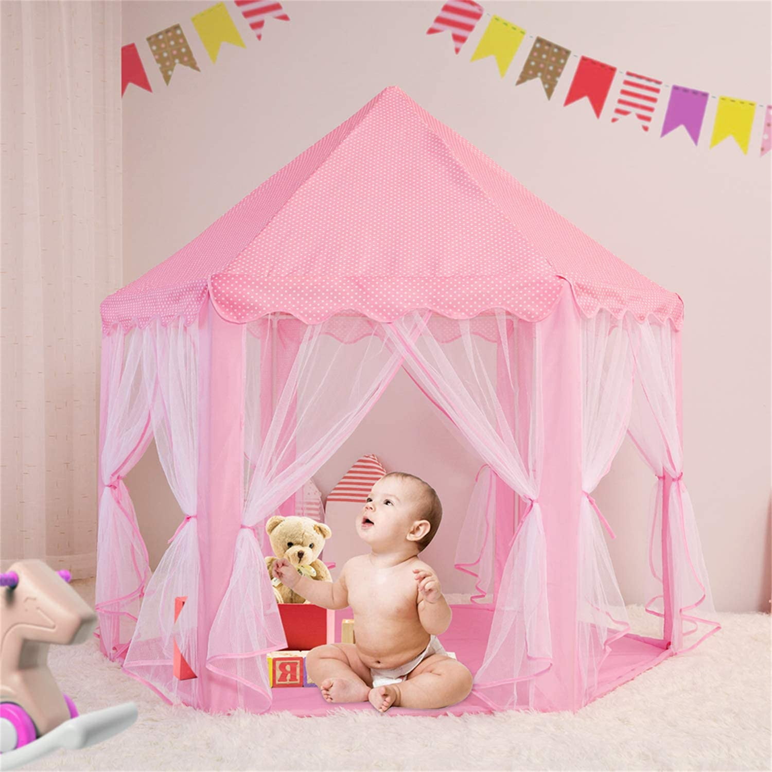 Tents for Girls, Princess Castle Play House Large Outdoor Kids Play Tent for Girls Pink Tents for Girls, Princess Castle Play House Large Outdoor Kids Play Tent for Girls Pink