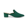 thumbnail image 3 of BLISSFUL STEP Women's Slide Mules Pointed Toe Chunky Heel Green 7, 3 of 8