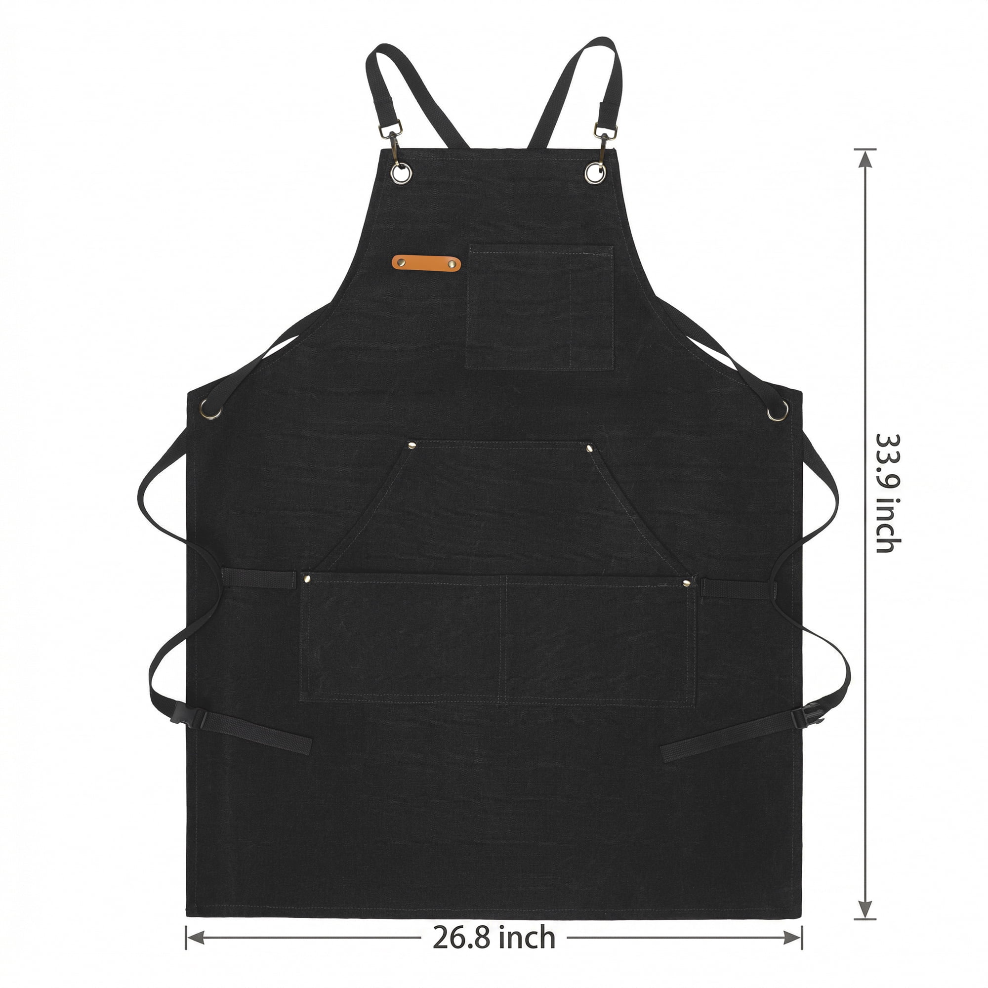 Unique Bargains Adjustable Waterproof Kitchen Apron with Pockets Durable Polyester Black