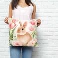 thumbnail image 2 of Easter Bunny Pillow Covers 26x26 Inch Decorative Throw Pillow Cover, Pink Tulip Flowers Spring Leaves Rustic Botanical Sofa Pillowcases Accent Cushion Case Home Decor Bedroom Living Room, 2 of 6