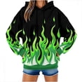 thumbnail image 2 of Uootdi Long Sleeve Hoodies for Women Drawstring Casual Hoodies Flame 3D Printed Graphic Pullover Tops with Pockets Gift, 2 of 9