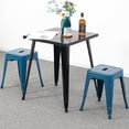 thumbnail image 3 of 18 Inch Industrial Metal Bar Stools Set of 2, Stackable Indoor/Outdoor Stackable Kitchen Dining Chair, Backless Kitchen Short Stools (Dark Blue), 3 of 10