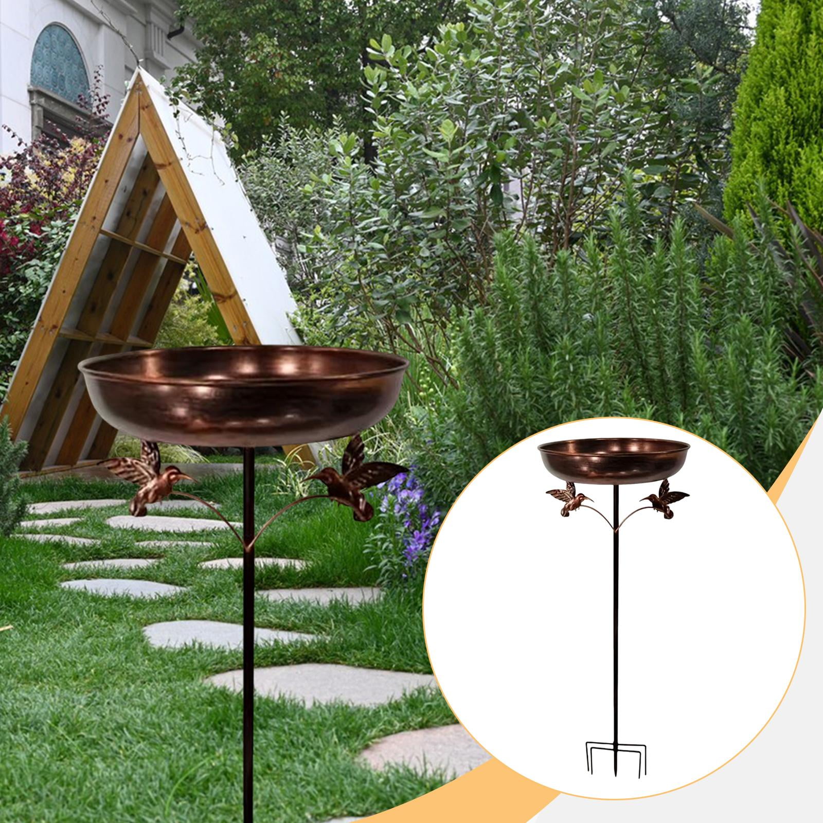 Bird Bath Feeder Iron Metal Large Capacity Bowl Detachable Vintage Design for Outdoor Backyard Lawn