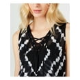 thumbnail image 3 of INC Womens Black Lace Up Printed Sleeveless V Neck Trapeze Top S, 3 of 4
