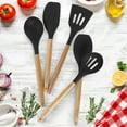 thumbnail image 5 of Zulay Kitchen Non-Stick Silicone Utensils Set with Acacia Wood Handles 5 Piece Silicone - Black, 5 of 10
