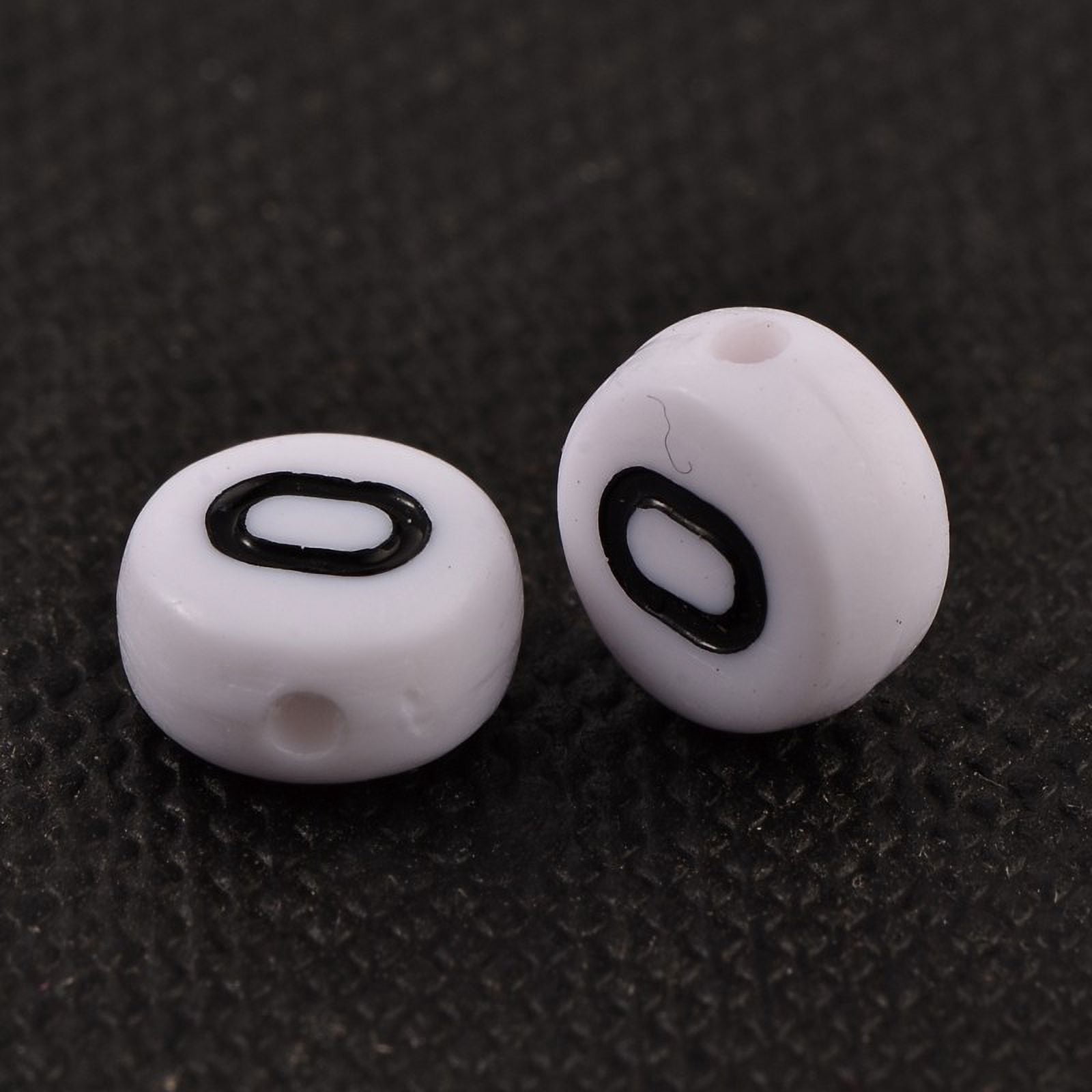 500g Acrylic Beads with Horizontal Hole Letter Flat Round Letter O 7x4mm Hole: 1.2~1.8mm about 3500pcs/500g