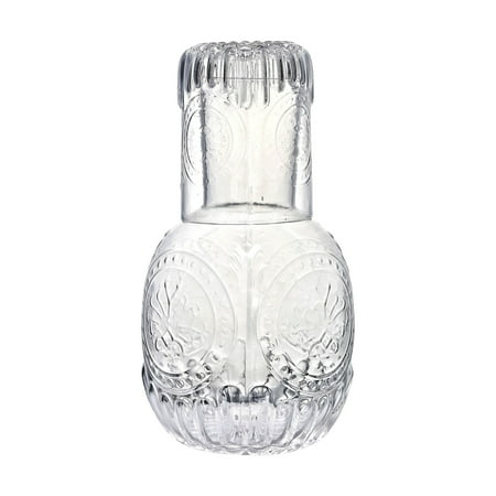 

Vintage Bedside Water Carafe and Glass Set for Bedroom Nightstand Bediside Carafe with Glass Cup Thicked Glass Mouthwash Decanter for Bathroom Night Glass Water Pitcher Set