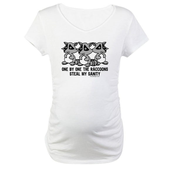 CafePress - One By One The Raccoons Maternity T Shirt - Cotton Maternity T-shirt, Cute & Funny Pregnancy Tee
