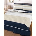 thumbnail image 3 of Quilts Twin Size, Navy Beige Striped Soft Comforter Bedding Set for Bed, Gradient Geometric Blue White Lightweight Quilted Bedspread with Pillow Cover(2 Pieces) for All Season, 68x86 Inch, 3 of 6
