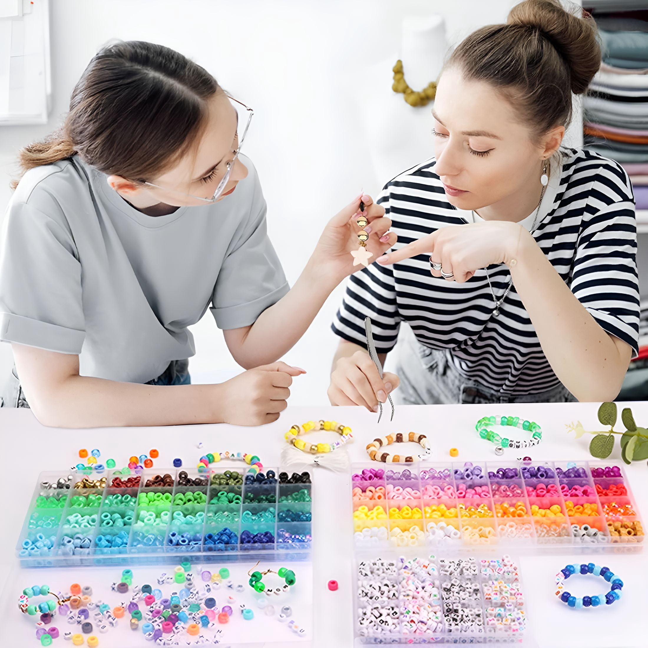 DESIGNICE 2350pcs, 64 Colors, Pony Beads for Bracelet Making Kit, Rainbow Kandi Beads Friendship Bracelet Kit, Letter Beads and Elastic Strings for Bracelet Necklace Making, Craft Gifts Set for Girls