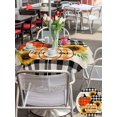 thumbnail image 4 of Outdoor Tablecloth with Umbrella Hole and Zipper, Thanksgiving Fall Round Table Cloth 54 Inch Waterproof Tablecloth, Retro Orange Black Plaid Pumpkin Floral Picnic Table Cover for Patio Camping, 4 of 7