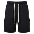 thumbnail image 5 of Iugvhana Mens Cargo Sweat Shorts Casual Drawstring Elastic Waist Relaxed Fit Athletic Workout Gym Jogger Shorts with Multi-Pockets Black XL, 5 of 5