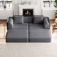 thumbnail image 3 of Eyisean 72.4" Chenille Modular Sectional Sofa, 2 Seater Convertible Loveseat Sofa Bed with Storage Pocket & Cushion, Anti-Slip, Comfy Floor Boneless Couch for Living Room, No Assembly Required, 3 of 21