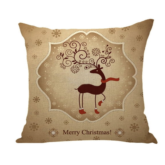 Yidarton Christmas Pillowcase Elk Letter Digital Printing Pattern Pillow Cover Linen Cushion Cover