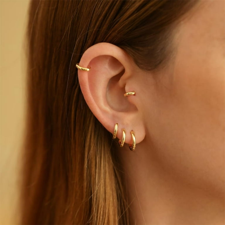 6 Pairs Small Gold Hoop Earrings Set Huggie Hoop Earrings in 14K Gold Plated Silver 24 7 Leightweight Cartilage Hoop Earring Surgical Steel Earrings