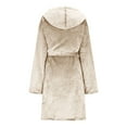 thumbnail image 5 of Fanxing Plush Robes for Women with Eye Mask Cozy Warm Fleece Hooded Bathrobe Super Soft Knee Lenght Spa Robe with Pockets Beige 2XL, 5 of 7