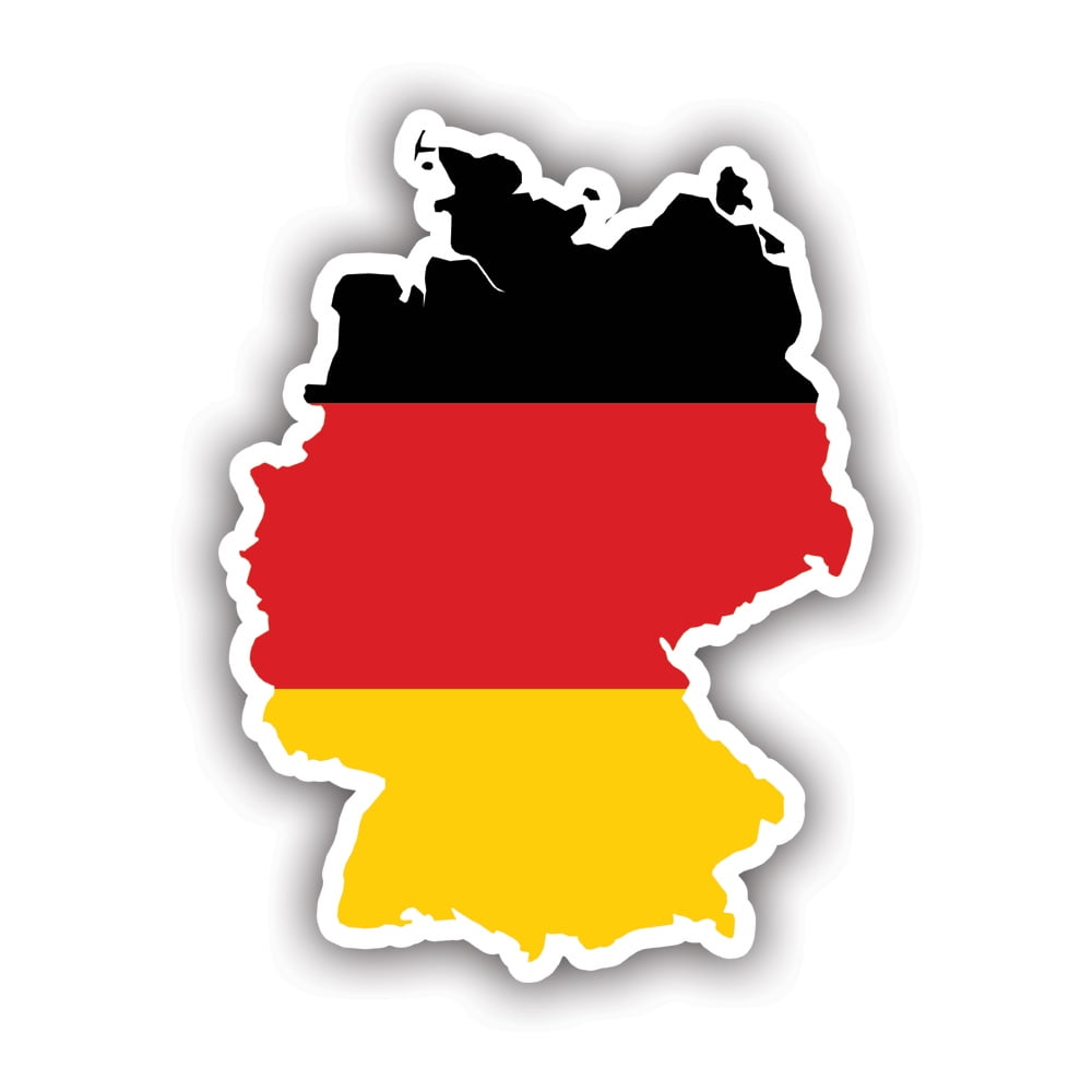 Germany Shaped German Flag Sticker Decal - Self Adhesive Vinyl -  Weatherproof - Made in USA - country deutschland munich oktoberfest 