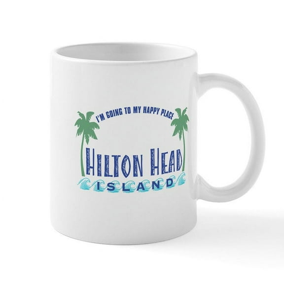 CafePress - Hilton Head Happy Place Mug - 11 oz Ceramic Mug - Novelty Coffee Tea Cup