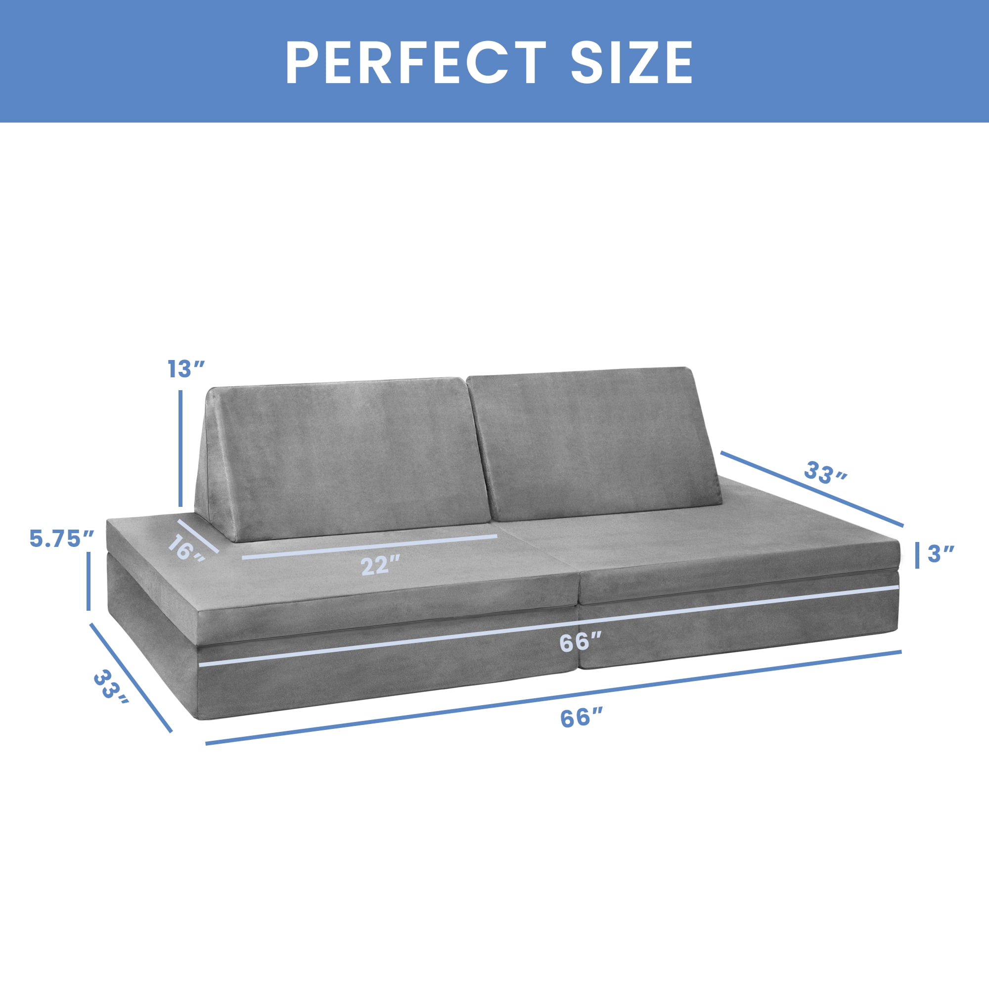 Delta Children Cozee 4-Piece Lounger and Play Set Sofa/Couch, Grey