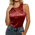 thumbnail image 2 of Shiny Metallic Tank Tops for Women Lightweight Casual Crewneck Sleeveless Shirt Summer Outfits, 2 of 6