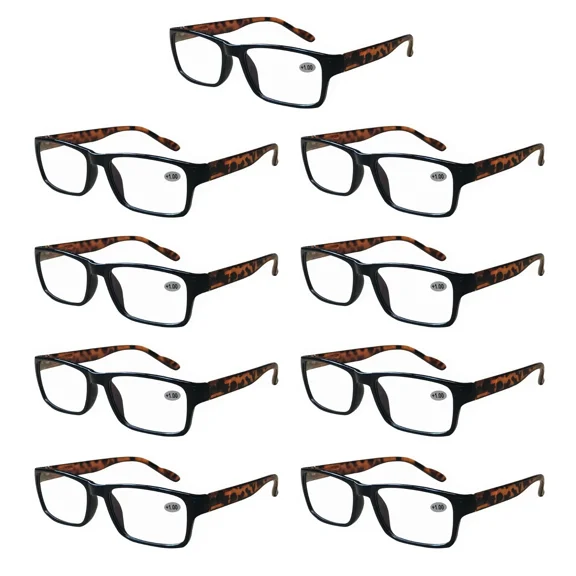 9 Packs Unisex Square Frame Blue Light Blocking Computer Reading Glasses Readers for Men Women  1.00