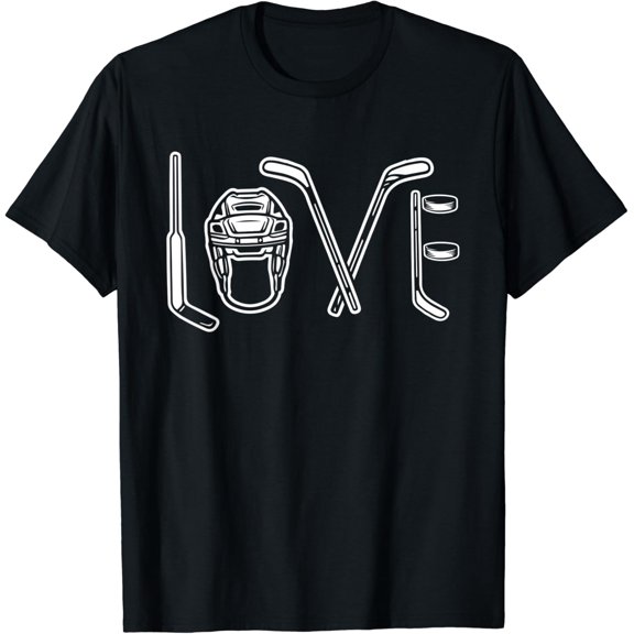 Love Hockey Team Hockey Players Sports Lovers Valentines Day T-Shirt Unisex Full Size S-5XL
