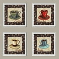 thumbnail image 1 of Cup of Joe Vintage Coffee Bean Set by Paul Brent, Kitchen Décor; Four 12x12in White Framed Prints, 1 of 1