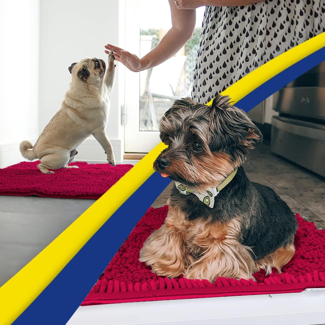 Muddy Mat® Original Dog Door Mat for Muddy Paws, Super Absorbent Microfiber, Non-Slip Washable Pet Rug, Quick Dry Chenille Entryway Carpet, Machine Washable Indoor Outdoor mat, Maroon 19"x30"