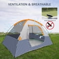 thumbnail image 5 of 2 Person Waterproof Windproof Camping Tent with Rainfly, Portable Dome Tent, Gray, 5 of 6