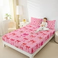 thumbnail image 5 of Feelyou Cute Bow-tie Pink Twin Sheet Sets for Kid, Kawaii Cartoon Ribbon Twin Fitted Sheet, Fashion Polkadots Flat Sheet, Super Cozy Room Decor, 3-Piece, 5 of 8