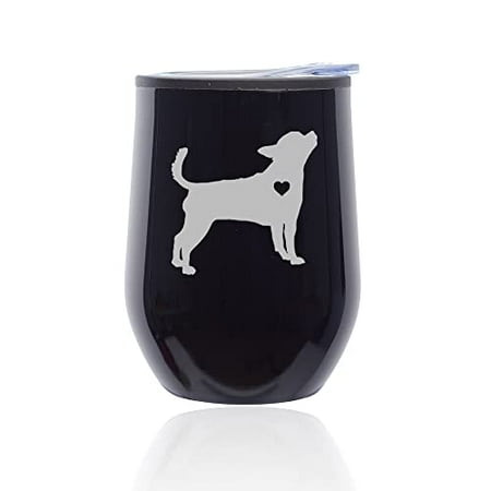 

Stemless Wine Tumbler Coffee Travel Mug Glass with Lid Cute Chihuahua With Heart (Black Midnight)