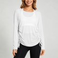 thumbnail image 2 of ZHOGXU Athletic Womens Long Sleeve T Shirt Round Neck Side Drawstring Loose Fit Tops Casual Office Daily, 2 of 4