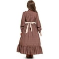 thumbnail image 5 of HNMKIU Girls Floral Print Long Dress Style Outfit With Apron For Daily Wear Party And Casual Occasions For Kids Ages 4 To 13 Brown,12-13 Years, 5 of 6