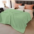 thumbnail image 2 of Green Throw Blanket, Flannel Fleece Blanket with Striped Design for Couch, Minimalist Solid Color Modern Abstract Soft Breathable All Season Plush Blankets for Sofa Office Bed 50"x60", 2 of 9