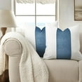thumbnail image 3 of EVERGRACE Walsh Signature Velvet Panel Cotton Pillow Covers Set of 2, Decorative Pillow Covers 20"x20" for Couch, Square Cushion Cases for Sofa Bedroom Living Room, Blue Topaz, 3 of 8
