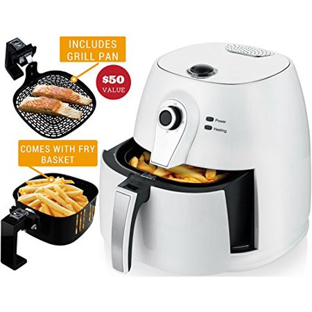 Ovente Electric Air Fryer with Timer, 3.2 Qt, 1400 Watts, Adjustable Temperature Controls