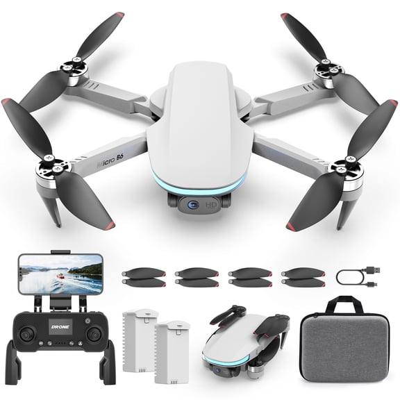 WeFone B6 GPS Drone with Camera for Adults 4K, Smart Return, 5G Transmission, 2 Batteries, Gray