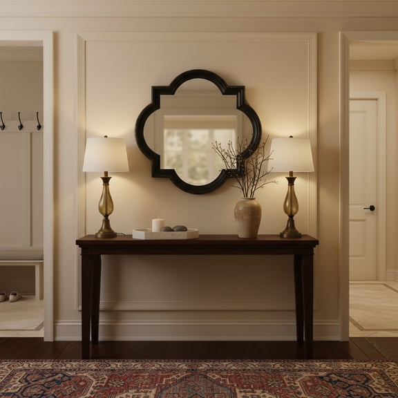 Elk Home Ogee 27-Inch Black Square Mirror, Traditional Style