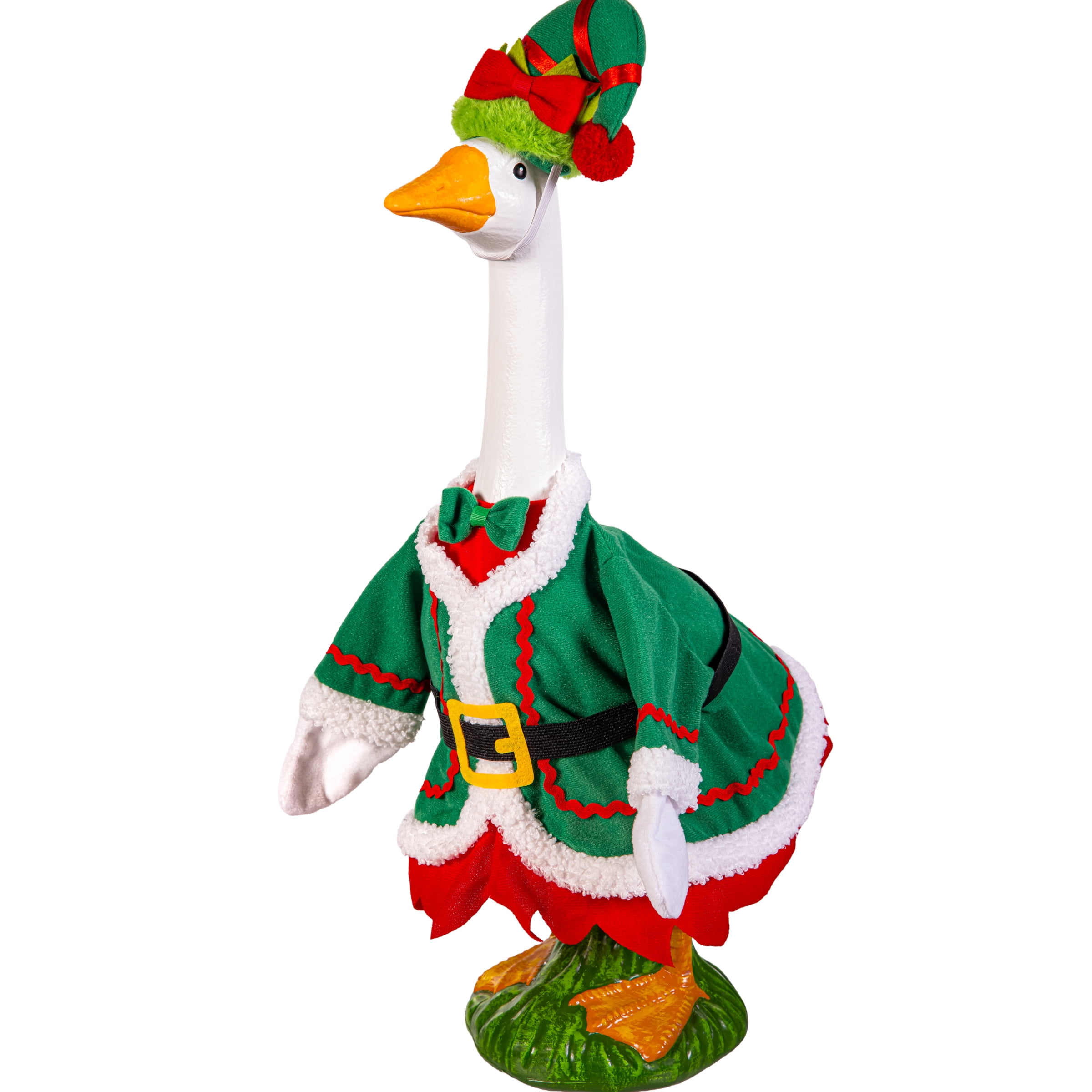 Mainstays Holiday Elf & New Year Porch Goose Outfit, Set of 2, Fits 20" Goose