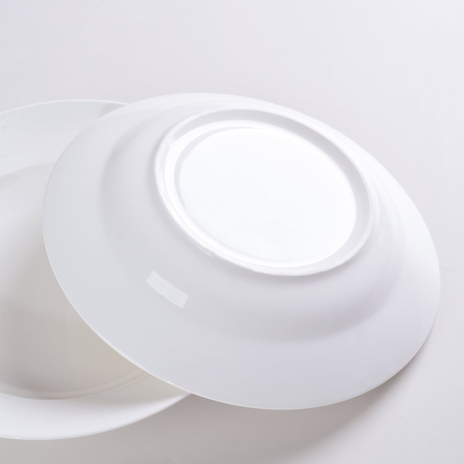 Hendoct 6-Piece 9-Inch Pure White Ceramic Soup Plates, 21oz Deep Round Dinner Plates, Microwave & Dishwasher Safe