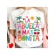 thumbnail image 1 of Women's Colorful Geometric Print T-Shirt - "La Abuela Mas Bonita" Design with Palm Trees, Hearts & Bees, Casual Round Neck Short Sleeve, Stretch, Machine Washable, Perfect for Summer, 1 of 6