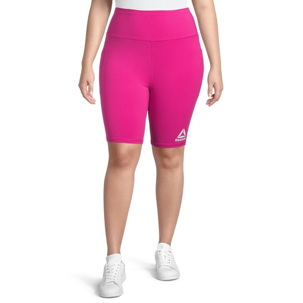 Reebok Women's Plus Size High Rise Bike Shorts with Pockets, Sizes 1X