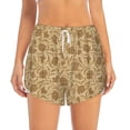 thumbnail image 2 of Balery Brown Flowers Pantalones cortos deportivos para mujer con forro y dos bolsillos, elásticos, para entrenamiento, gimnasio, yoga-Large, 2 of 7