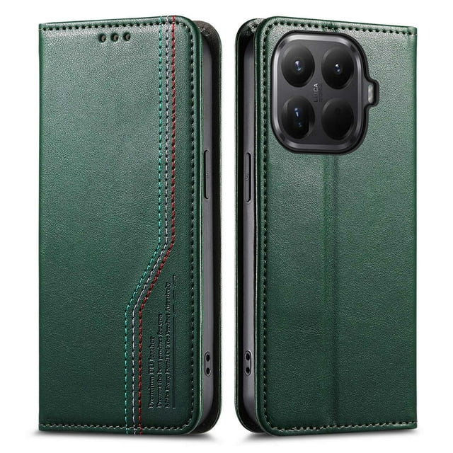 FOXDOCK Wallet Case for Xiaomi 15T Pro , PU Leather Flip Cover with Elastic Anti-Slip Hand Strap, Card Slots