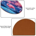thumbnail image 5 of Flamingo Luxury Microfiber Leather Round Coasters Set of 6 - 11x11 cm/4.3x4.3 in Drink Coasters for Home, Office, and Bar Use, 5 of 6