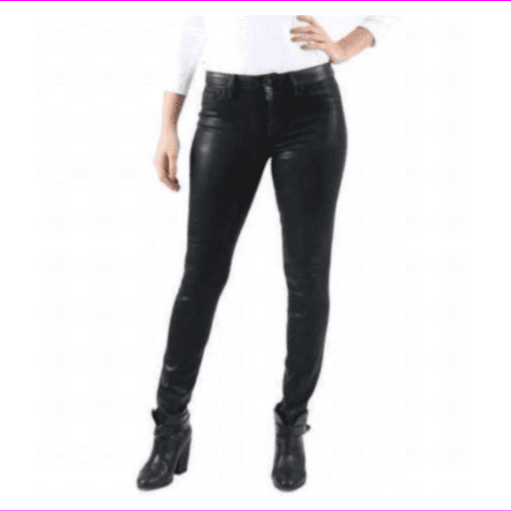 Coated Mid Rise Skinny Jeans 