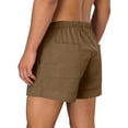 thumbnail image 7 of Hurxie Mens 5 Inch Linen Shorts - Casual Elastic Waist Drawstring Summer Beach Shorts with Pocket Brown,3XL, 7 of 7