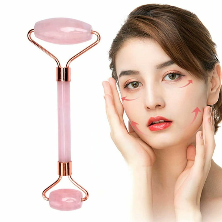 Rose Quartz Roller for Face: 100 Percent Natural Crystal, Rose Quartz Face Roller New Model Durable and Smooth, Handmade Certified Stone, Beauty