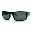 thumbnail image 5 of Mens Glass Lens Narrow Rectangle Plastic Sporty Squared Sunglasses Shiny Black, 5 of 8