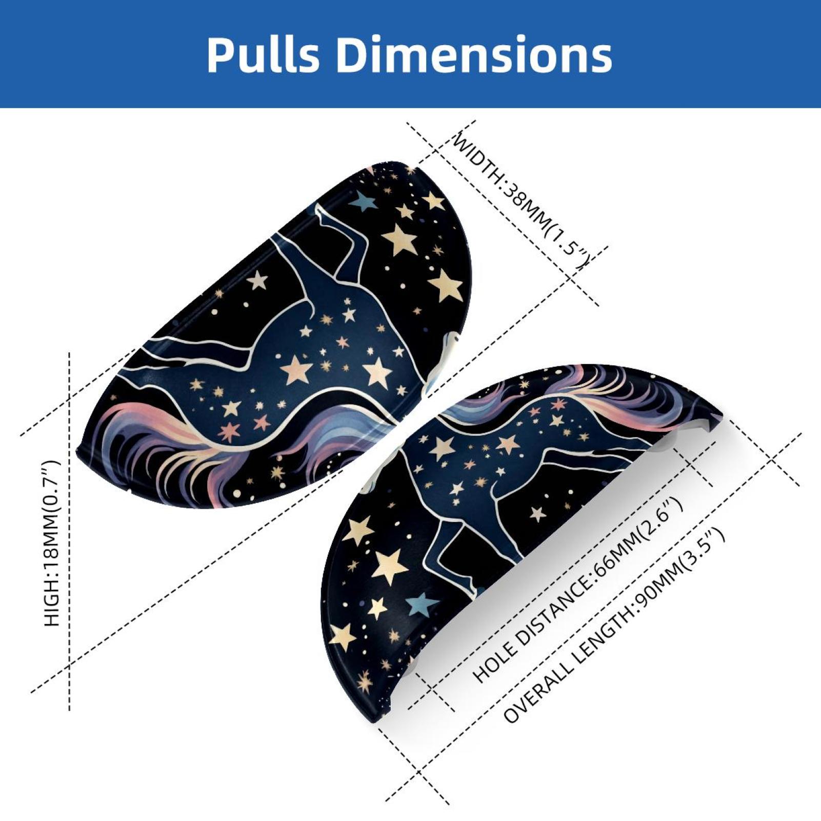 PhooArto 6 Pcs Cup Drawer Pulls, Stars Unicorn Patterns Shell Shape Handles Cabinet Knobs for Dresser Cupboard Closet Wardrobe with Screws
